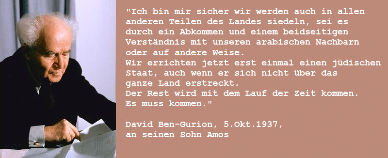 Zitate David Ben Gurion zur Vertreibung