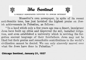 Zeitung Mussolinis lobt Zionisten